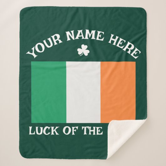 St Patrick's Day Ireland Flag Custom Name Shamrock Sherpa Deken (Voorkant)