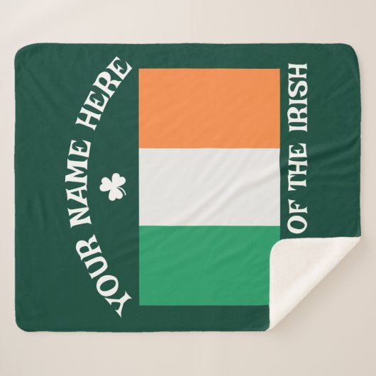 St Patrick's Day Ireland Flag Custom Name Shamrock Sherpa Deken (Voorkant (horizontaal))