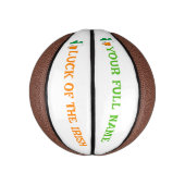 St Patrick's Day Ireland Flag Shamrock Custom Name Basketbal (Verticaal)