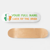 St Patrick's Day Ireland Flag Shamrock Custom Name Skateboard (Horizontaal)