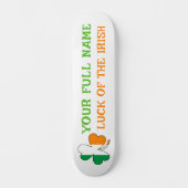 St Patrick's Day Ireland Flag Shamrock Custom Name Skateboard (Voorkant)