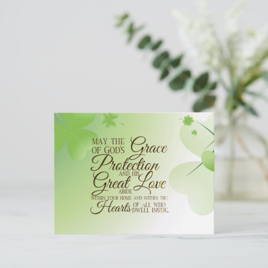 St Patrick's Day Irish Blessing Shamrocks Hearts Briefkaart (Staand voorkant)