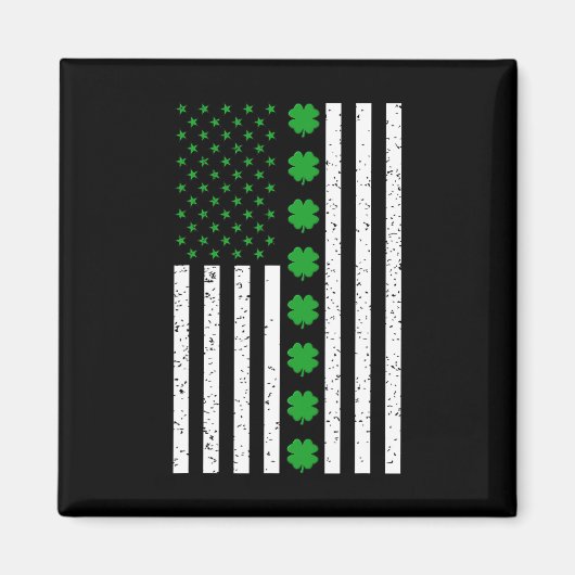 St Patricks Day Irish Clover American Flag Magneet (Voorkant)