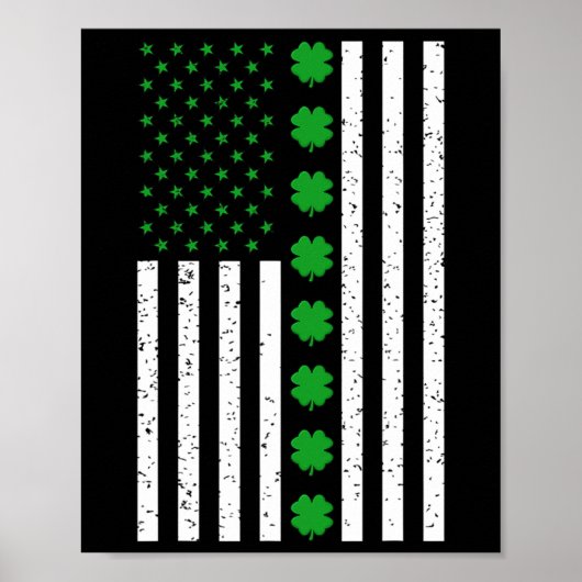 St Patricks Day Irish Clover American Flag Poster (Voorkant)
