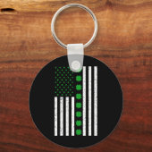 St Patricks Day Irish Clover American Flag Sleutelhanger (Voorkant)