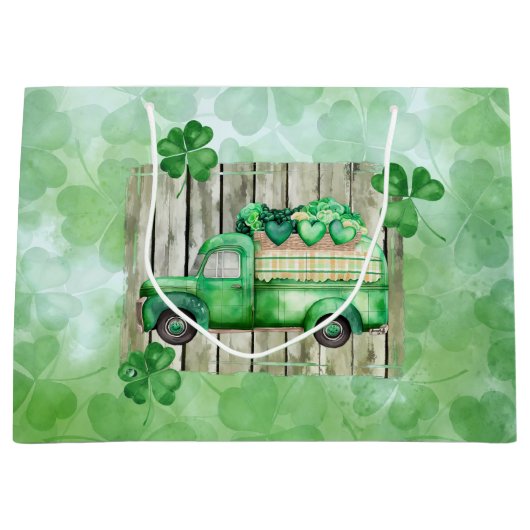 St. Patrick's Day Irish Clovers  Truck Groot Cadeauzakje (Voorkant)