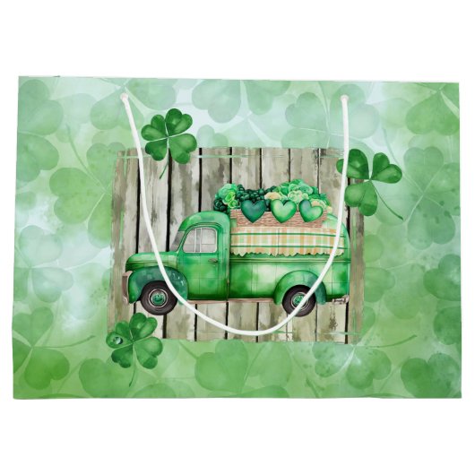 St. Patrick's Day Irish Clovers  Truck Groot Cadeauzakje (Achterkant)