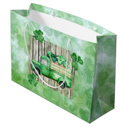 St. Patrick's Day Irish Clovers  Truck Groot Cadeauzakje (Achterkant Gekanteld)