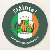 ST PATRICKS DAY Irish Flag Beer Ronde Kartonnen Onderzetter (Voorkant)