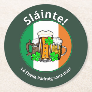 ST PATRICKS DAY Irish Flag Beer Ronde Kartonnen Onderzetter