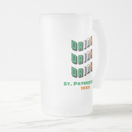 St Patricks Day Irish Funny Cute Drink Matglas Bierpul (Voorkant rechts)