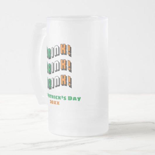 St Patricks Day Irish Funny Cute Drink Matglas Bierpul (Voorkant links)