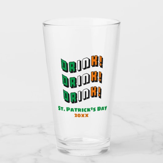 St Patricks Day Irish Funny Drink Beer Pint Glas (Voorkant)