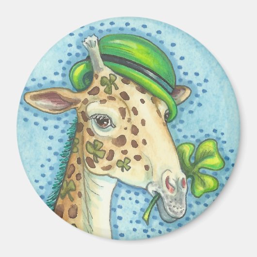ST. PATRICK'S DAY IRISH GIRAFFE MAGNET Round Magneet (Voorkant)