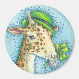 ST. PATRICK'S DAY IRISH GIRAFFE MAGNET Round Magneet