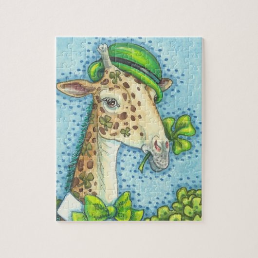 St. Patrick's Day IRISH GIRAFFE & SHAMROCKS PUZZLE Legpuzzel (Verticaal)