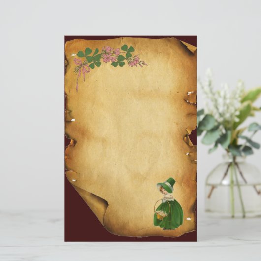 ST PATRICK'S DAY - IRISH GIRL EN SHAMROCKS BRIEFPAPIER (Staand voorkant)