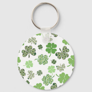 St. Patrick's Day Irish Green and White Clovers Sleutelhanger