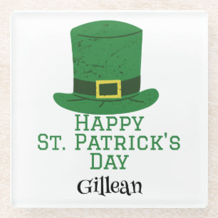 St. Patrick's Day Irish green pet met geluk Shamro Glazen Onderzetter
