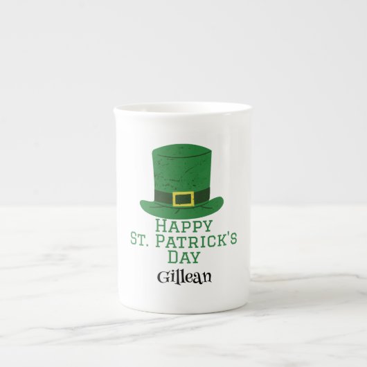St. Patrick's Day Irish green pet met geluk Shamro Porselein Kop (Voorkant)