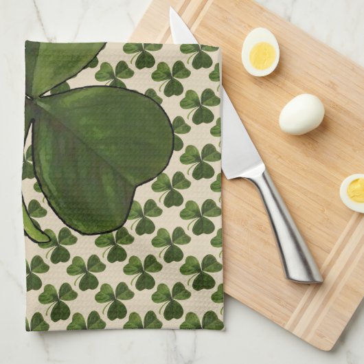St Patrick's Day Irish Green Shamrock Pattern Theedoek (Quarter Fold)
