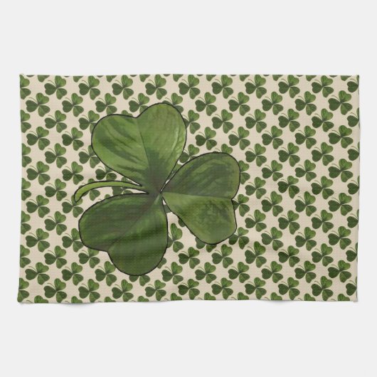 St Patrick's Day Irish Green Shamrock Pattern Theedoek (Horizontaal)