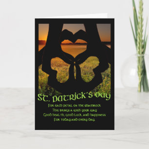 St. Patricks Day Irish Hand Heart Shamrock-kaart Kaart