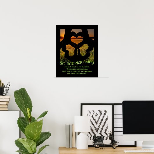 St. Patricks Day Irish Hand Heart Shamrock S Poste Poster (Thuiskantoor)