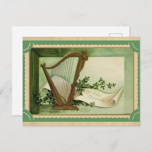  St Patricks Day Irish Harp Erin Go Bragh Briefkaart (Voorkant / Achterkant)