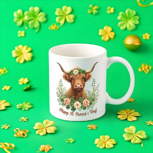 St Patricks Day Irish Highland Koe Groene Klaver Koffiemok