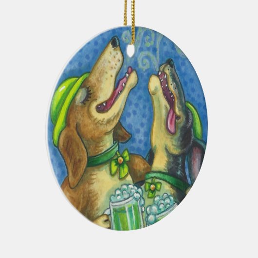 St. Patrick's Day Irish Hounds DOG ORNAMENT Round (Rechts)