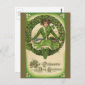 St. Patrick's Day, Irish Lass in a Wreath Briefkaart (Voorkant / Achterkant)