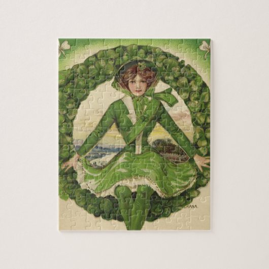 St. Patrick's Day, Irish Lass in a Wreath Legpuzzel (Verticaal)