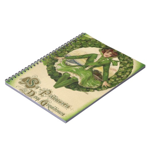 St. Patrick's Day, Irish Lass in a Wreath Notitieboek (Linkerzijde)