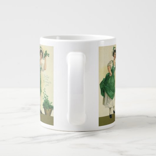 St. Patrick's Day Irish Lass met Klavers Jumbo Mok (Achterkant)