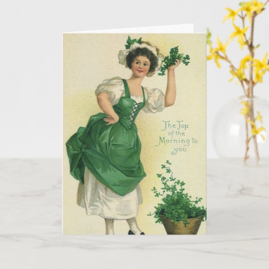  St. Patrick's Day Irish Lass met Klavers Kaart (Gele Bloem)