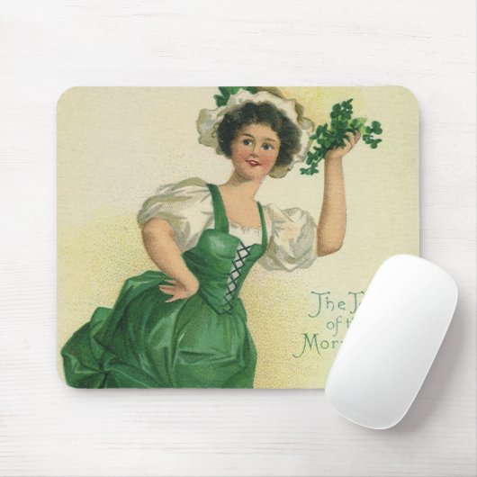  St. Patrick's Day Irish Lass met Klavers Muismat (Met muis)