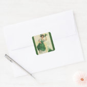  St. Patrick's Day Irish Lass met Klavers Vierkante Sticker (Envelop)