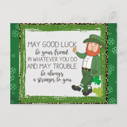 St Patricks Day Irish Leprechaun Green Shamrock Briefkaart (Voorkant)