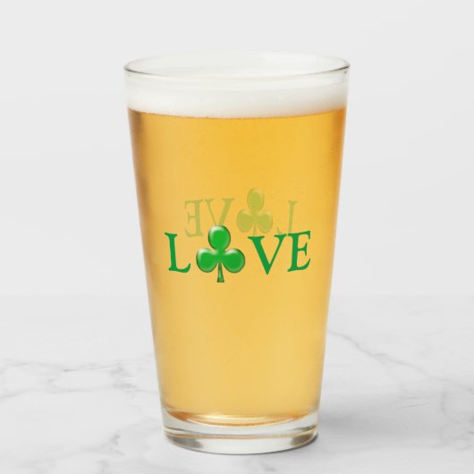 St. Patrick's Day Irish Love Green Clover Shamrock Glas (Voorkant gevuld)