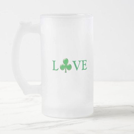 St. Patrick's Day Irish Love Green Clover Shamrock Matglas Bierpul (Links)