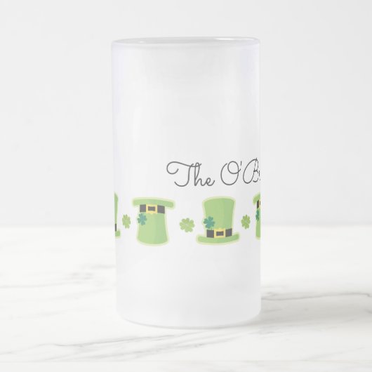 St Patricks Day Irish NAME Shamrock Groene Petten  Matglas Bierpul (Center)