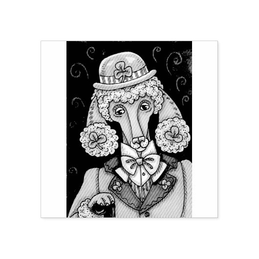 ST. PATRICK'S DAY IRISH POODLE, DOG RUBBER STEMP 	RUBBERSTEMPEL (Afrduk)
