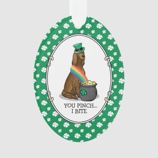St. Patrick's Day Irish Setter Dog (red 1) Funny Ornament (voorkant)