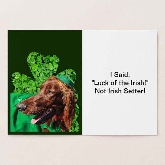 St. Patrick's Day Irish Setter in Clovers, ZSSG Folie Kaarten (Binnen)