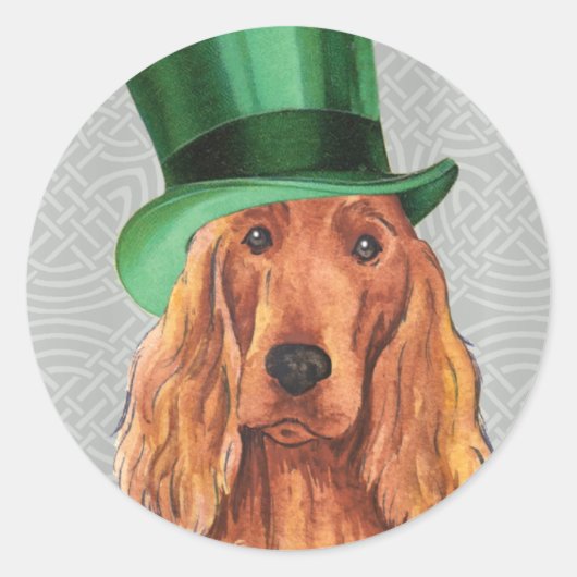 St. Patrick's Day Irish Setter Ronde Sticker (Voorkant)