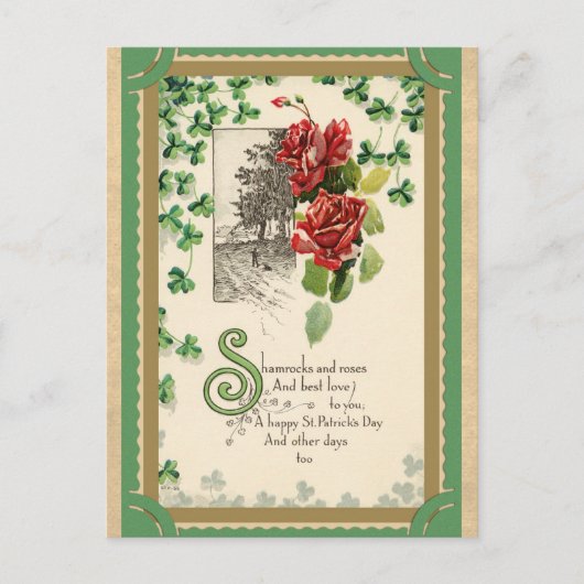 St. Patricks Day Irish Shamrock and Roos Briefkaart (Voorkant)