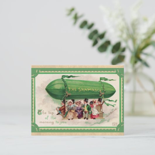 St Patricks Day  Irish Shamrock Blimp Briefkaart (Staand voorkant)