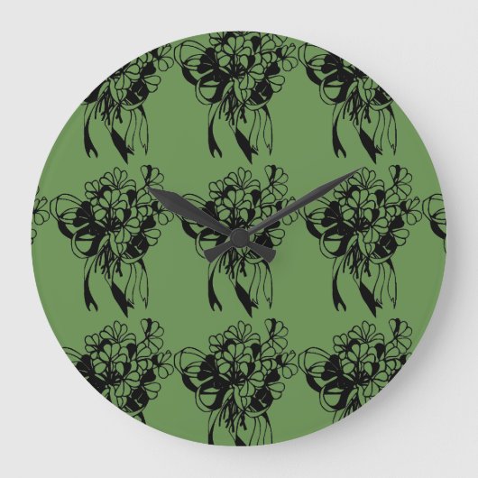 St. Patrick's Day Irish Shamrock Bouquet Clock Grote Klok (Voorkant)