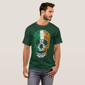 St. Patrick's Day Irish Shamrock Clover Skull T-shirt (Voorkant volledig)